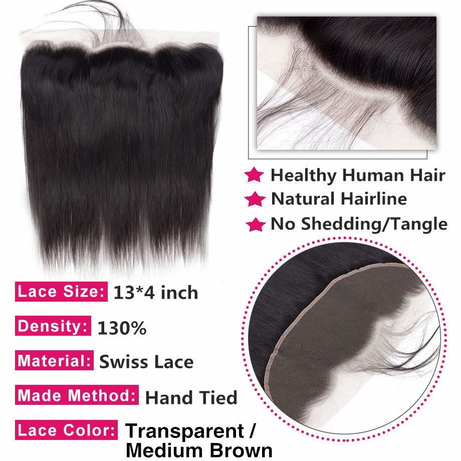 bling hair 13x4 HD Transparent Lace Frontal Closure Human Hair Brazilian Straight 4x4 Lace Closure Free Middle Part Remy Hair