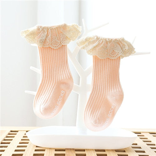 Lawadka Newborn Baby Girl Socks Lace Baby Knee Socks Anti Slip Cotton Socks for Girls Princess Long Autumn Winter Stockings 2020