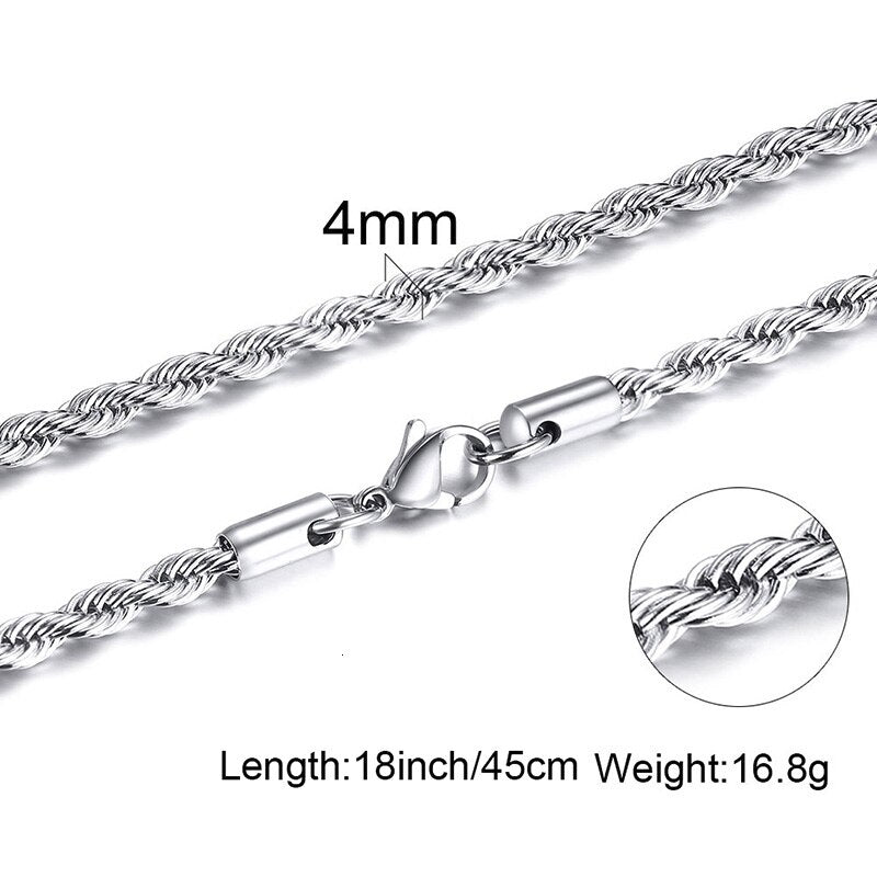 MEN NECKLACE SILVERLY BOX ROPE ROLO SNAKE LINK CHAIN STAINLESS STEEL CHOKER MEN UNISEX JEWELRY 1 TO 4MM WITH 18 TO 24 INCH