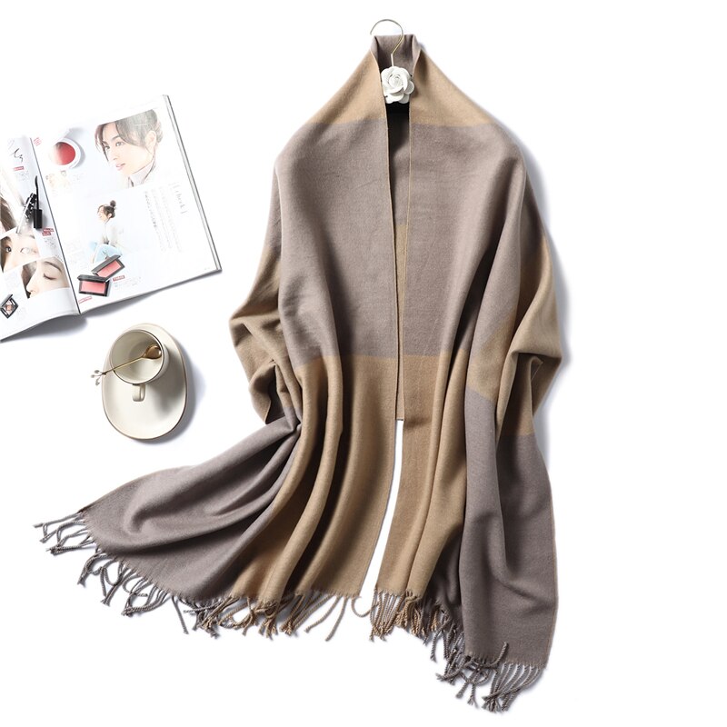 Winter Cashmere Scarf Women Thick Warm Shawls Wraps Lady Solid Scarves Fashion Tassels Pashmina Blanket quality foulard 2021 New