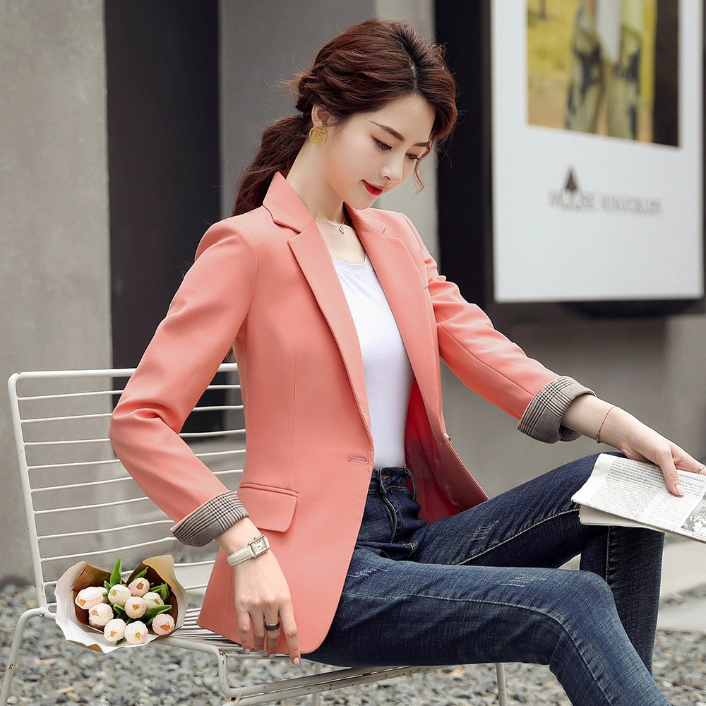 HIGH QUALITY Fashion 2020 Design Blazer Jacket Women&#39;s Green Black Blue Solid Tops For Office Lady Wear Size S-4XL