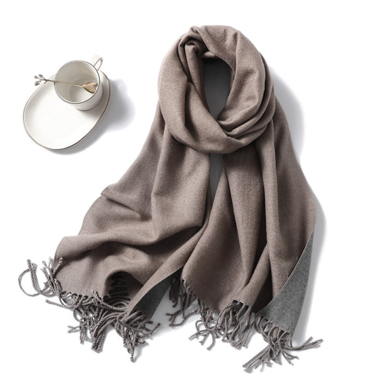 Winter Cashmere Scarf Women Thick Warm Shawls Wraps Lady Solid Scarves Fashion Tassels Pashmina Blanket quality foulard 2021 New