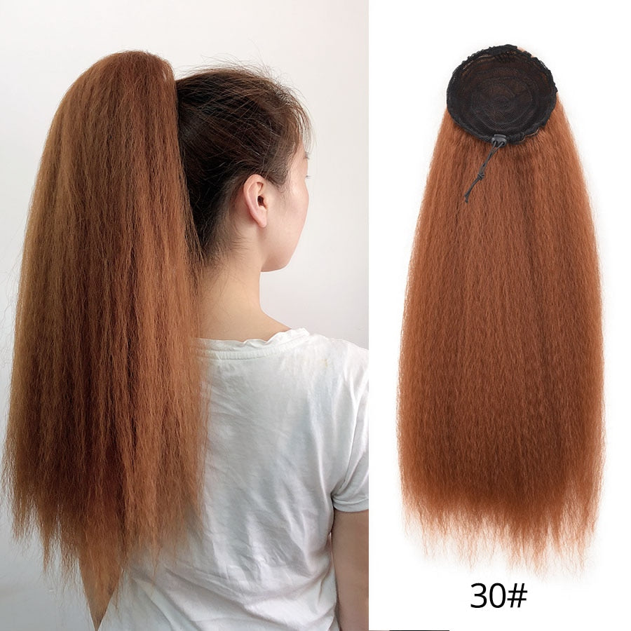 Synthetic Long Afro Kinky Curly Ponytail Synthetic Hair Pieces Natural Drawstring Ponytail Hair Extensions False Hair Pieces