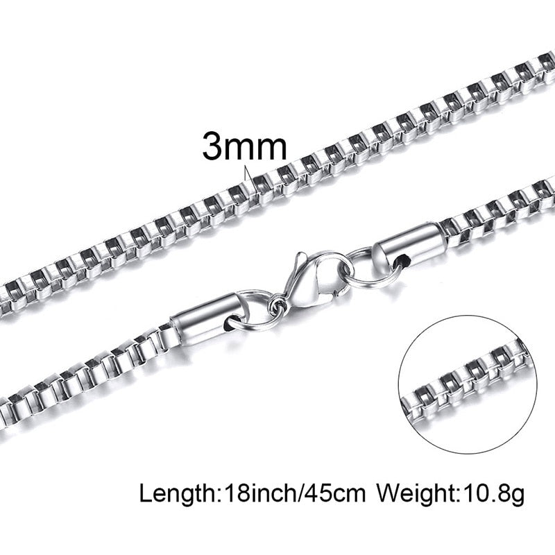 MEN NECKLACE SILVERLY BOX ROPE ROLO SNAKE LINK CHAIN STAINLESS STEEL CHOKER MEN UNISEX JEWELRY 1 TO 4MM WITH 18 TO 24 INCH