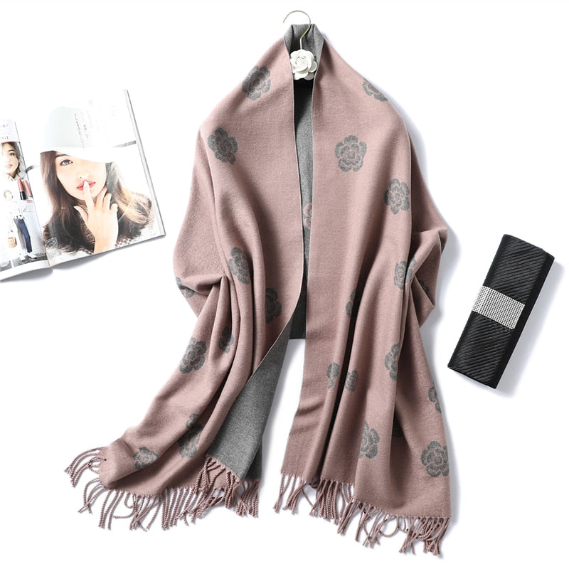 Winter Cashmere Scarf Women Thick Warm Shawls Wraps Lady Solid Scarves Fashion Tassels Pashmina Blanket quality foulard 2021 New