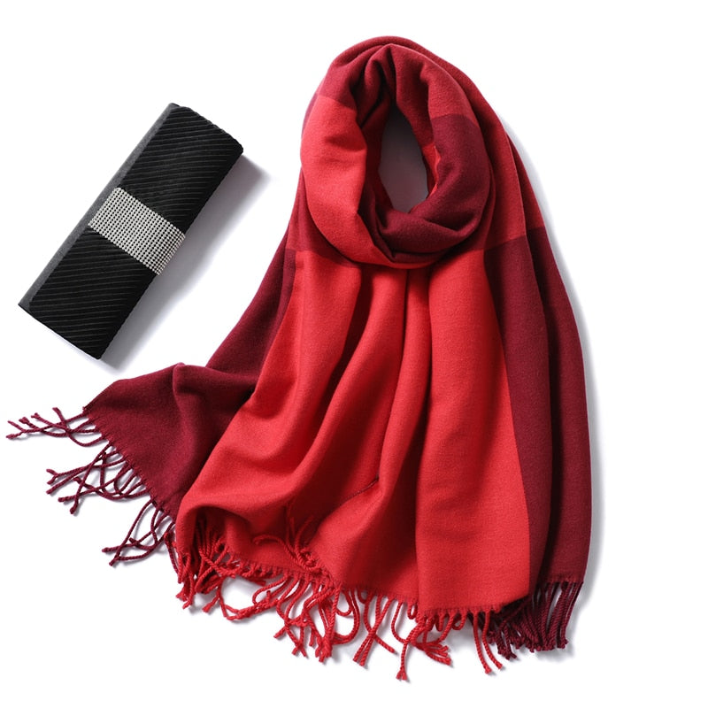 Winter Cashmere Scarf Women Thick Warm Shawls Wraps Lady Solid Scarves Fashion Tassels Pashmina Blanket quality foulard 2021 New