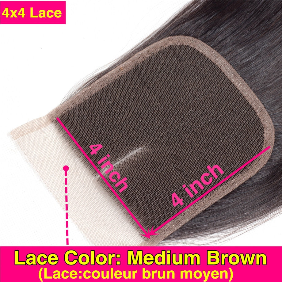 bling hair 13x4 HD Transparent Lace Frontal Closure Human Hair Brazilian Straight 4x4 Lace Closure Free Middle Part Remy Hair