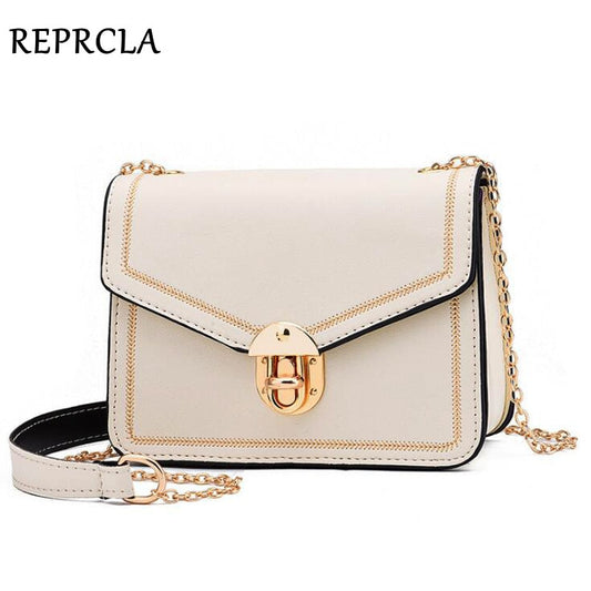 REPRCLA 2021 Summer New Women Bag Handbags Chain Strap &amp; Lock Shoulder Crossbody Bag PU Leather Small Women Messenger Bags