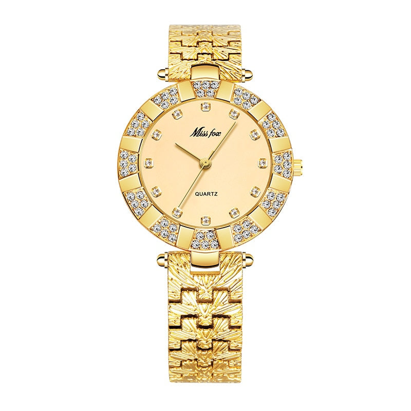 MISSFOX Women Watches Luxury Brand Fashion Casual Ladies Watch Women Quartz Diamond Geneva Lady Bracelet Wrist Watches For Women