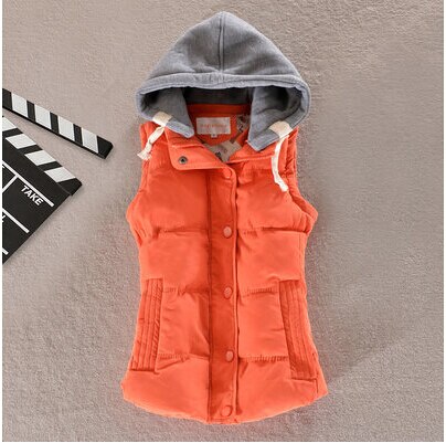 Plus Size 6XL Women Vest Winter Coat  Ladies Gilet Colete Feminino Casual Pocket Hooded Waistcoat Female Sleeveless Jacket