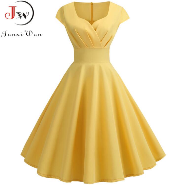 Pink Summer Dress Women V Neck Big Swing Vintage Dress Robe Femme Elegant Retro pin up Party Office Midi Dresses Plus Size