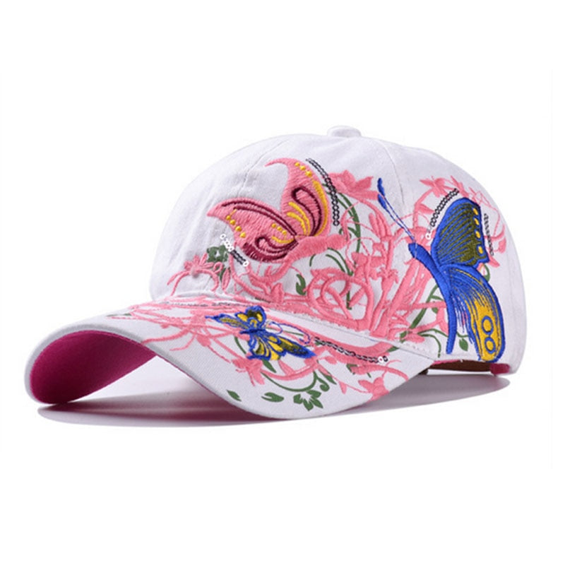 Women Butterflies Flower Embroidery Caps Women Girl Sun Hats Casual Snapback Caps Women Baseball Cap Winter Autumn