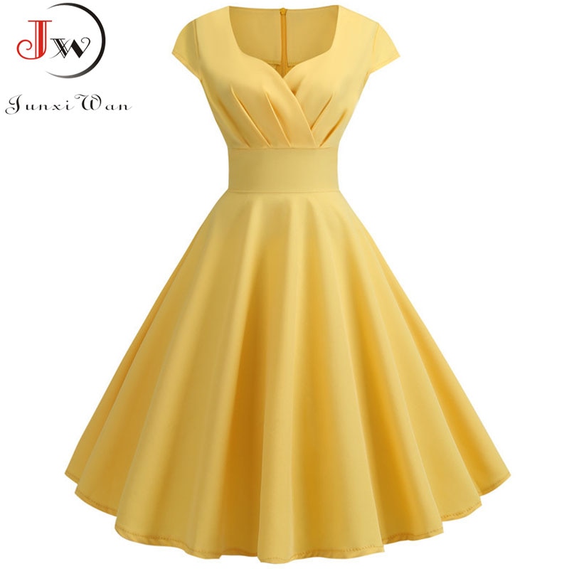 Pink Summer Dress Women V Neck Big Swing Vintage Dress Robe Femme Elegant Retro pin up Party Office Midi Dresses Plus Size
