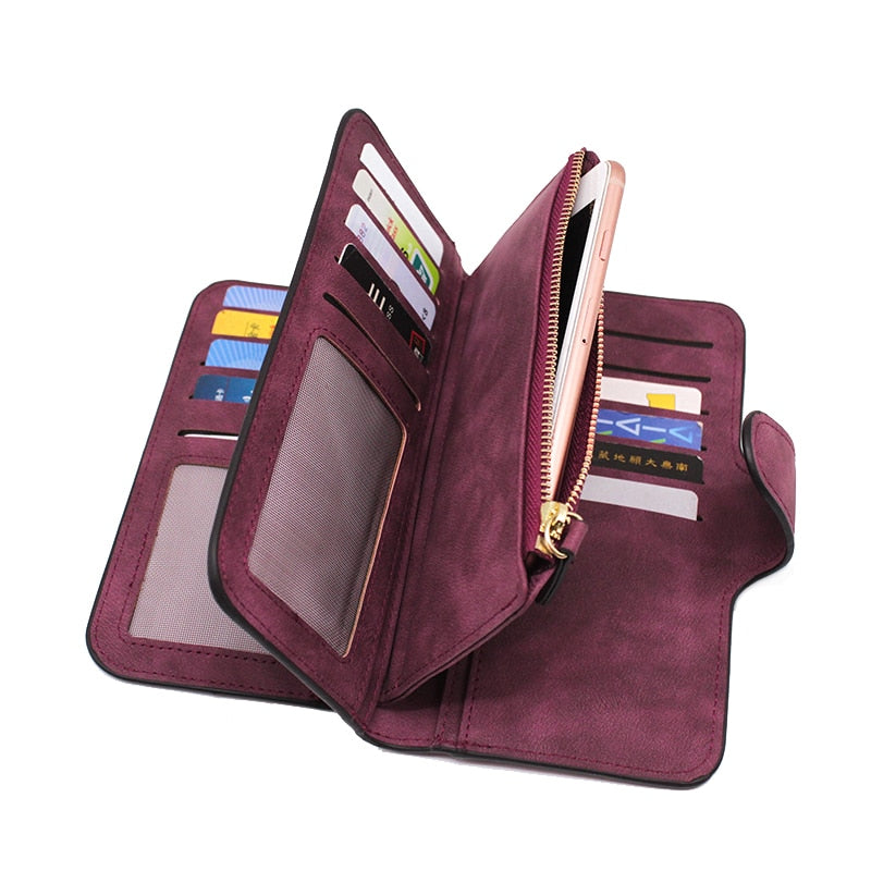 Brand Leather Women Wallets Designer Zipper Long Wallet Women Card Holder Coin Purse Bags for Women 2022 Carteira Feminina