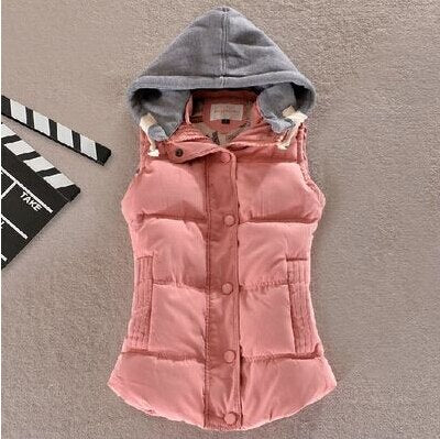 Plus Size 6XL Women Vest Winter Coat  Ladies Gilet Colete Feminino Casual Pocket Hooded Waistcoat Female Sleeveless Jacket