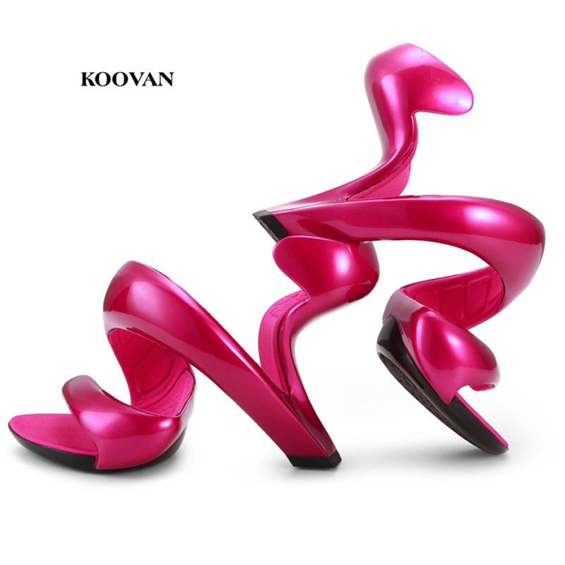 Koovan Women Shoes 2021 Summer New Fashion Bottomless Snake Women Heels Platform Sandals Shoes Women Wedding Shoes Women Pumps