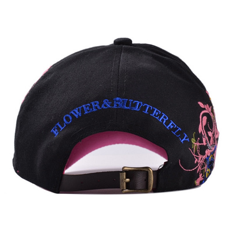 Women Butterflies Flower Embroidery Caps Women Girl Sun Hats Casual Snapback Caps Women Baseball Cap Winter Autumn
