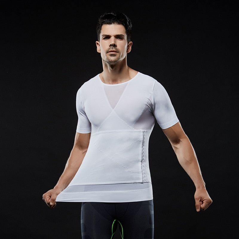 Men Slimming Shaper Posture Tops Male Belly Abdomen Corrector Compression Body Building Chest Tummy Shirt