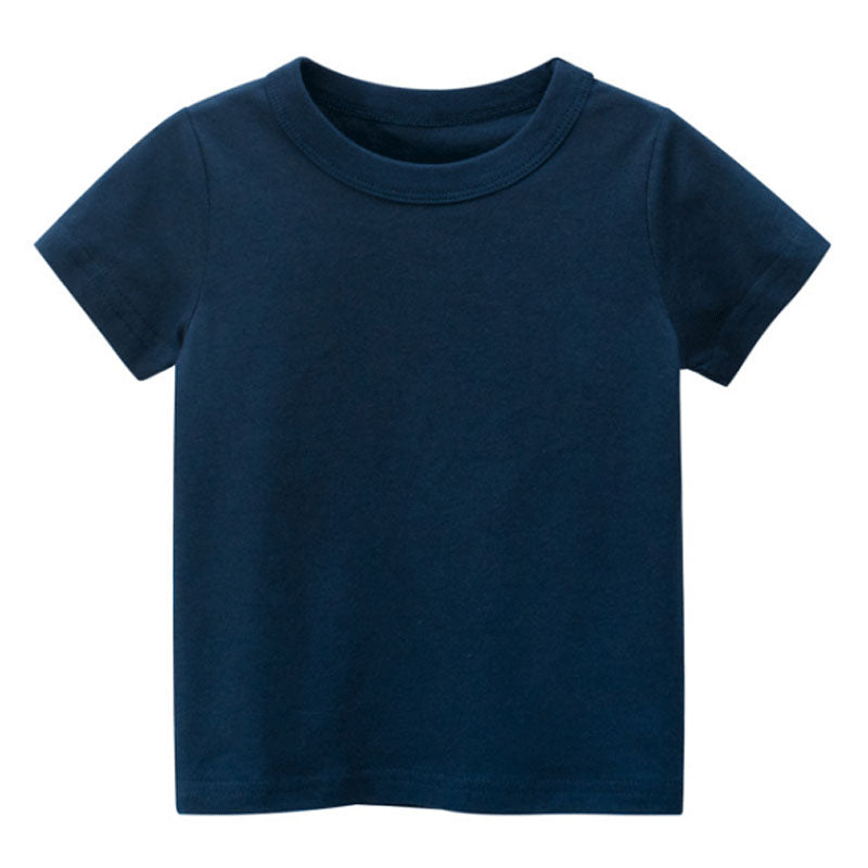 Kids Plain T Shirt Tops for Child Boys Girls Baby Toddler Solid Blank Cotton Clothes White Black Children Summer Tees 1-8 Years