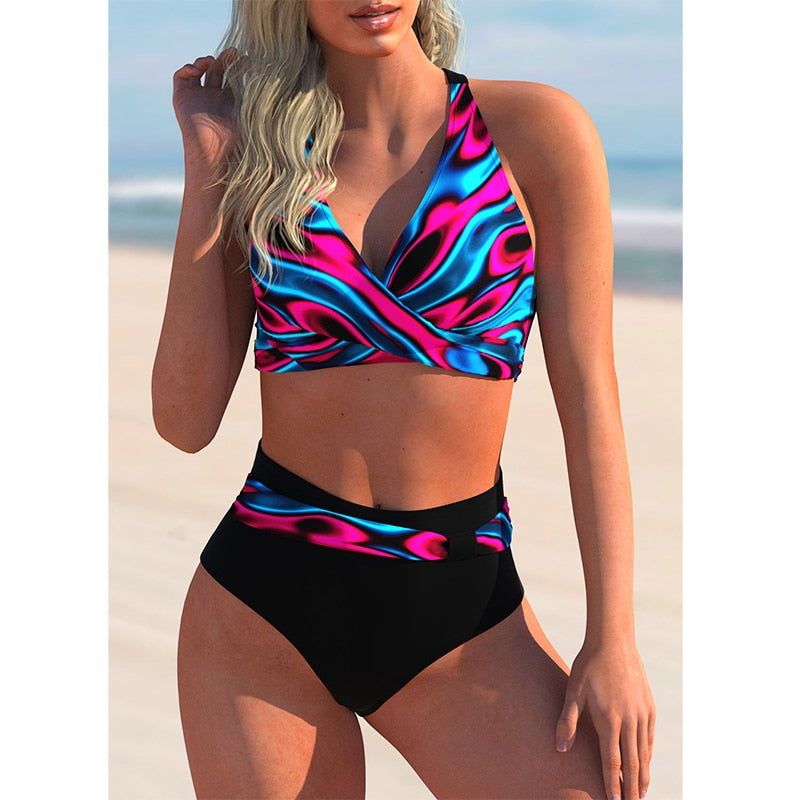 2021 New High Waist Bikini Sexy Swimsuit Women Push Up Bathing Suit Bikini Set Plus Size Swimwear Women Beach Swimming Suit