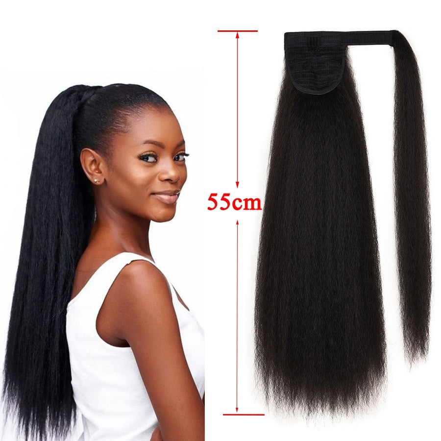 Synthetic Long Afro Kinky Curly Ponytail Synthetic Hair Pieces Natural Drawstring Ponytail Hair Extensions False Hair Pieces