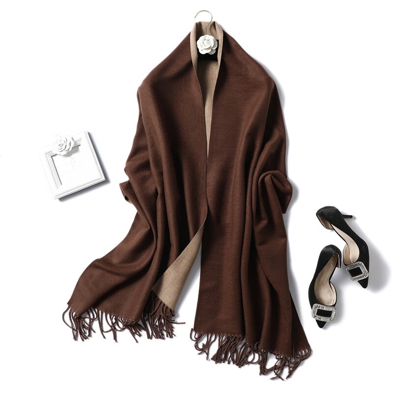 Winter Cashmere Scarf Women Thick Warm Shawls Wraps Lady Solid Scarves Fashion Tassels Pashmina Blanket quality foulard 2021 New