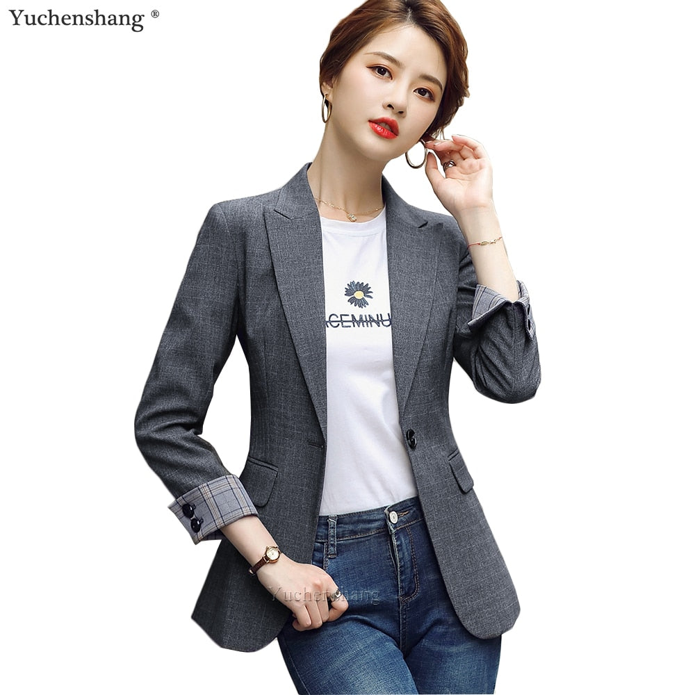 HIGH QUALITY Fashion 2020 Design Blazer Jacket Women&#39;s Green Black Blue Solid Tops For Office Lady Wear Size S-4XL