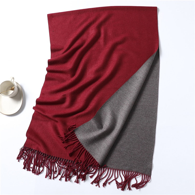 Winter Cashmere Scarf Women Thick Warm Shawls Wraps Lady Solid Scarves Fashion Tassels Pashmina Blanket quality foulard 2021 New