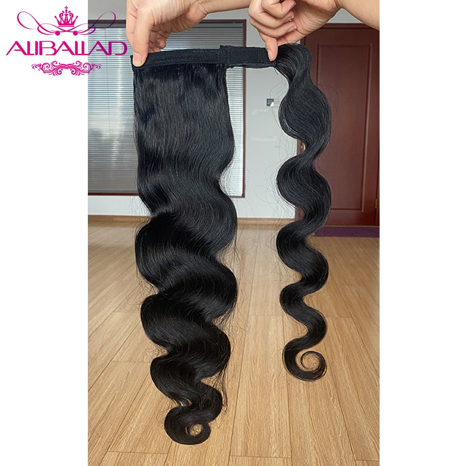 Wrap Around Ponytail Human Hair Brazilian Body Wave Pony Tail Remy Hair Clip In Ponytail Extensions For Women 120g