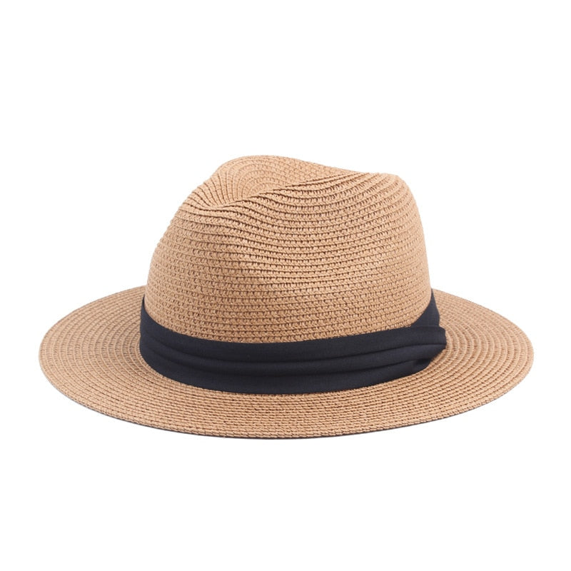 HOAREE Vintage Panama Hat Men Straw Fedora Male Sun hat Women Summer Beach British Style Chapeau Jazz Trilby Cap Sombrero
