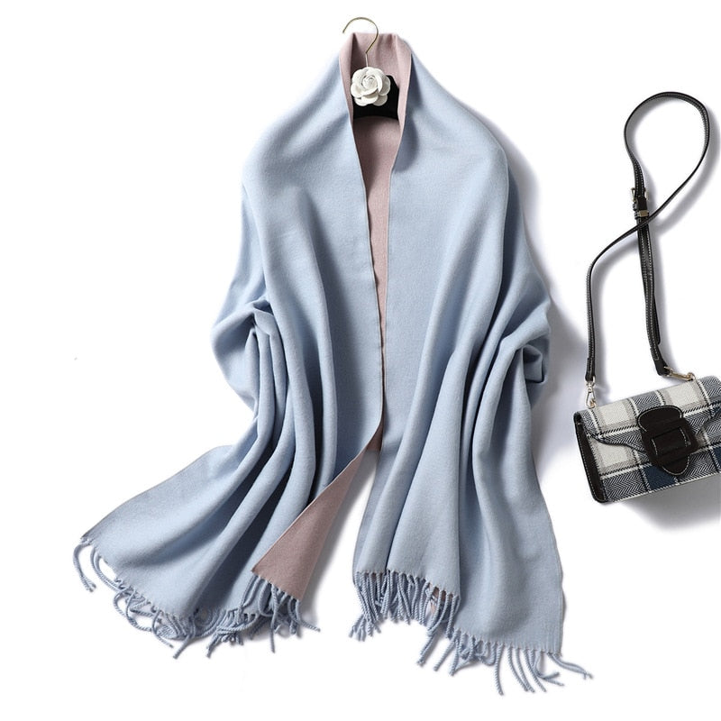 Winter Cashmere Scarf Women Thick Warm Shawls Wraps Lady Solid Scarves Fashion Tassels Pashmina Blanket quality foulard 2021 New