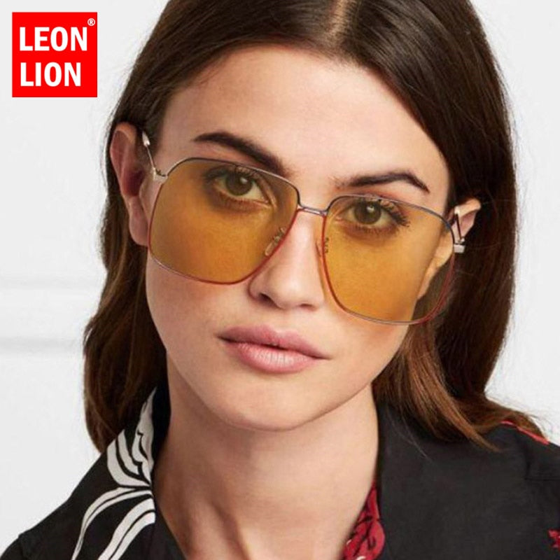 LeonLion Square Oversized Sunglasses Women Retro Glasses Women/Men Luxury Brand Eyeglasses Women Luxury Oculos De Sol Feminino