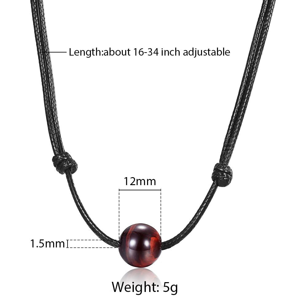 Natural Stone Leather Necklace Choker for Men Boys Single Bead Lava Tiger Eye Lapis Lazuli Adjustable Jewelry Dropshipping DNM25
