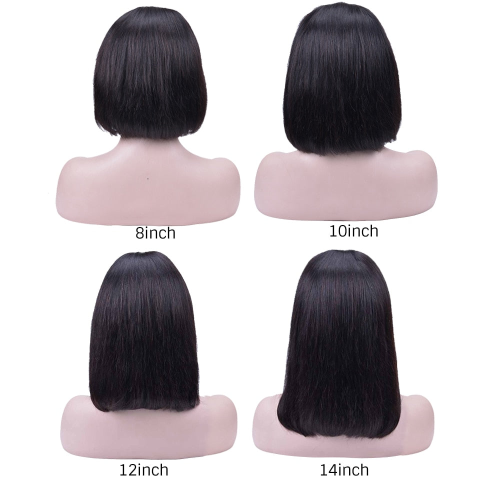 HairUGo 13*4 Lace Front Human Hair Wigs 4x4 Lace Closure Wig Pre Plucked Brazilian Remy Straight Bob Wigs Lace Frontal For Women