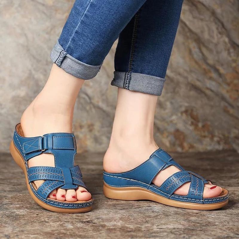 Women Slippers Shoes Comfy Romen Flat  Wedge Beaches Summer Women Shoes Woman PU Ladies Slides Casual Woman Slippers Plus Size