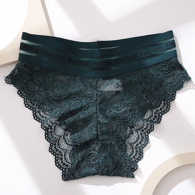 FINETOO Women's Panties Sexy Women Lace Panties Temptation Low-waist Panties For Women Transparent Hollow Out Underwear Female
