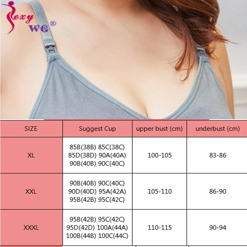 SEXYWG Women's Breathable Supportive Plus Size Cotton Maternity Nursing Front Open Breathable Pregnant Breastfeeding Bra XL-3XL