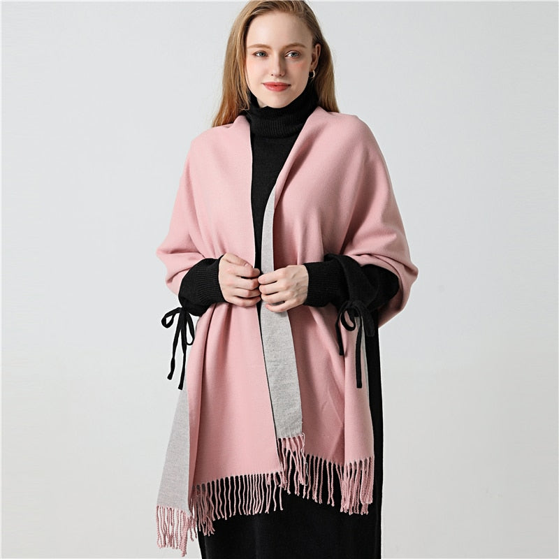 Winter Cashmere Scarf Women Thick Warm Shawls Wraps Lady Solid Scarves Fashion Tassels Pashmina Blanket quality foulard 2021 New