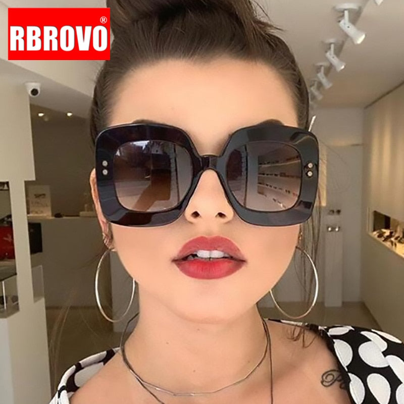 RBROVO Square Retro Sunglasses Women 2021 Luxury Sun Glasses Women/Men Oversized Sunglasses Women Vintage Oculos De Sol Feminino