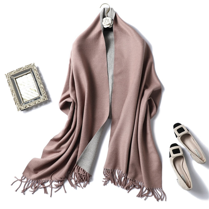 Winter Cashmere Scarf Women Thick Warm Shawls Wraps Lady Solid Scarves Fashion Tassels Pashmina Blanket quality foulard 2021 New