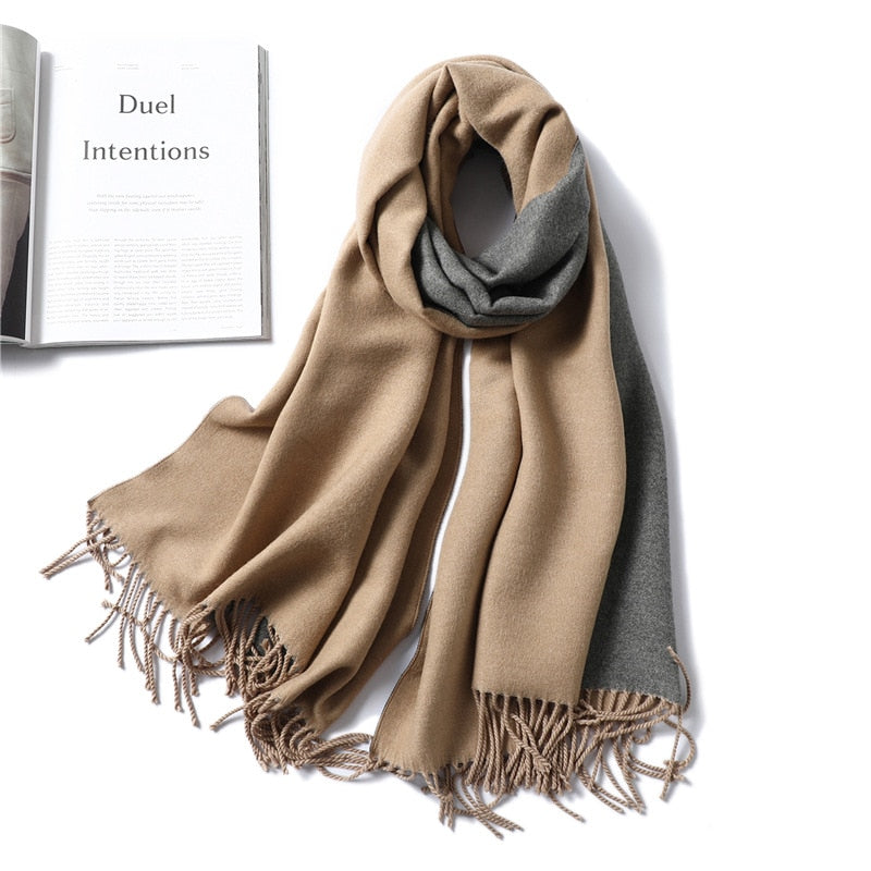 Winter Cashmere Scarf Women Thick Warm Shawls Wraps Lady Solid Scarves Fashion Tassels Pashmina Blanket quality foulard 2021 New