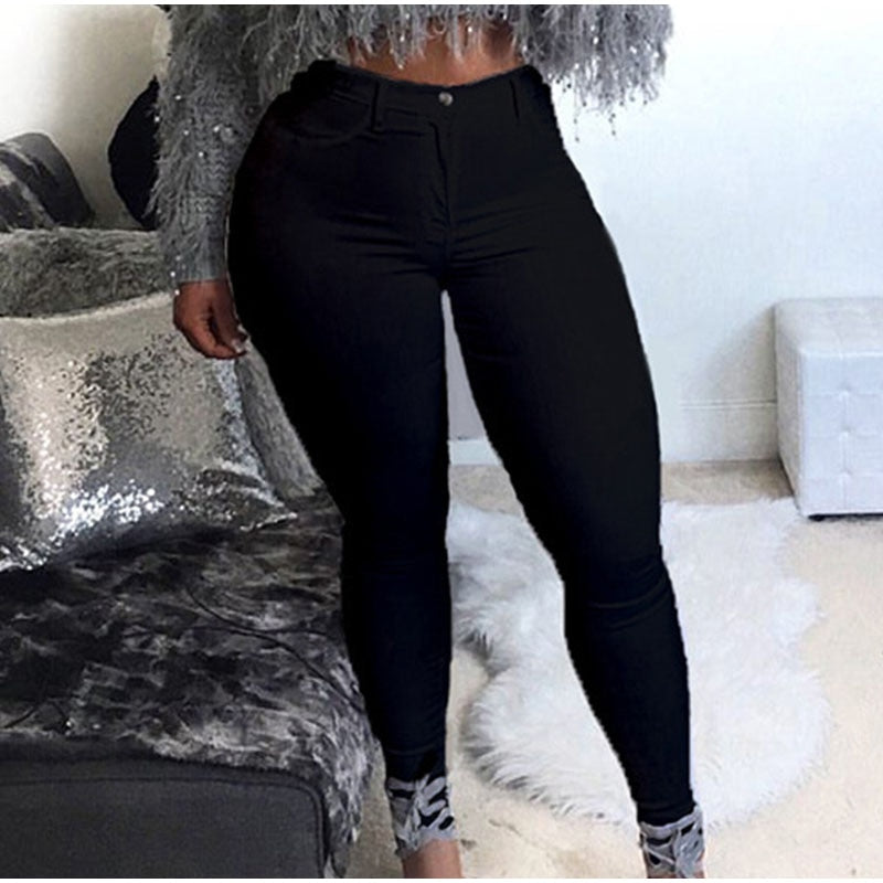 Plus Size High Waist Stretchy Skinny White Basic Casual Jeans 4XL Distressed Bodycon Pencil Denim Pants Lady Indie Trousers Jean