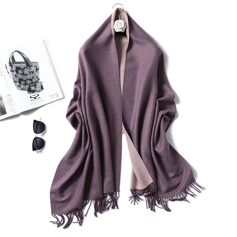 Winter Cashmere Scarf Women Thick Warm Shawls Wraps Lady Solid Scarves Fashion Tassels Pashmina Blanket quality foulard 2021 New