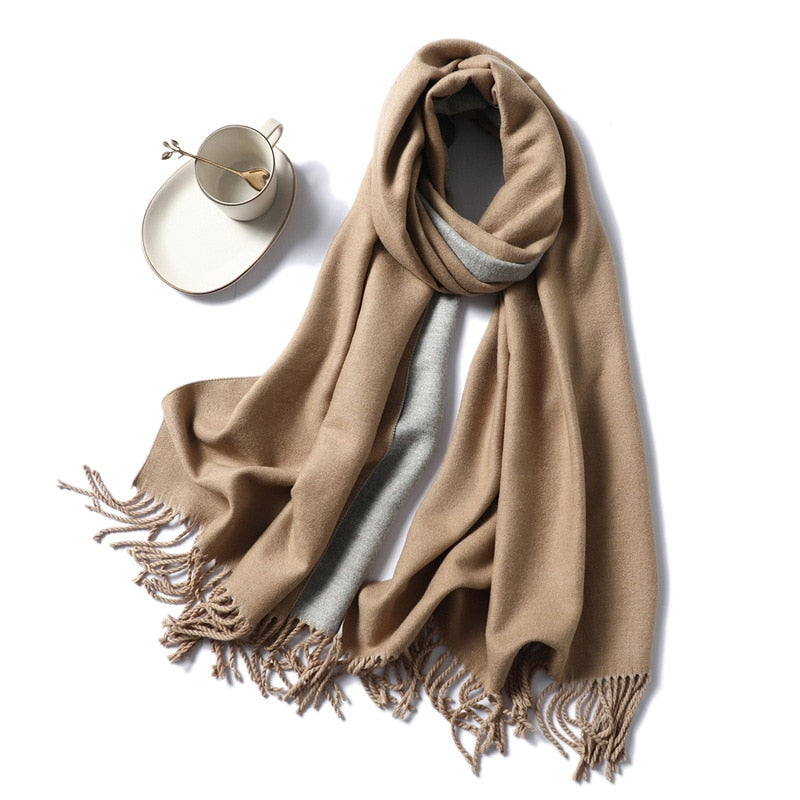 Winter Cashmere Scarf Women Thick Warm Shawls Wraps Lady Solid Scarves Fashion Tassels Pashmina Blanket quality foulard 2021 New