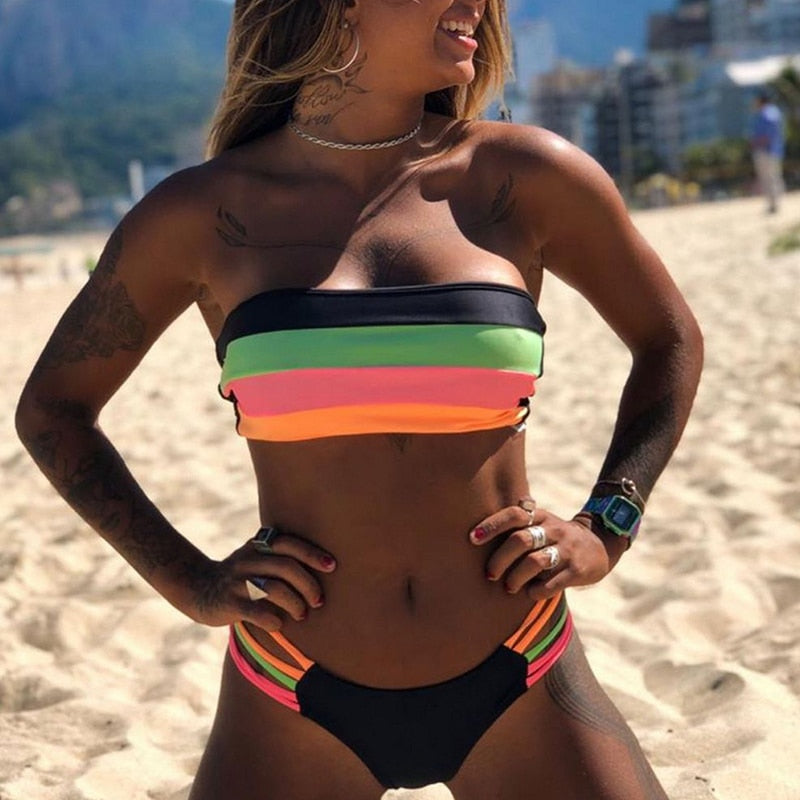 Women Swimsuit Bikini Set New Arrival Women Bandage Bathing Suit Female Swimwear Bikini Sets Striped Swim Beach Wear