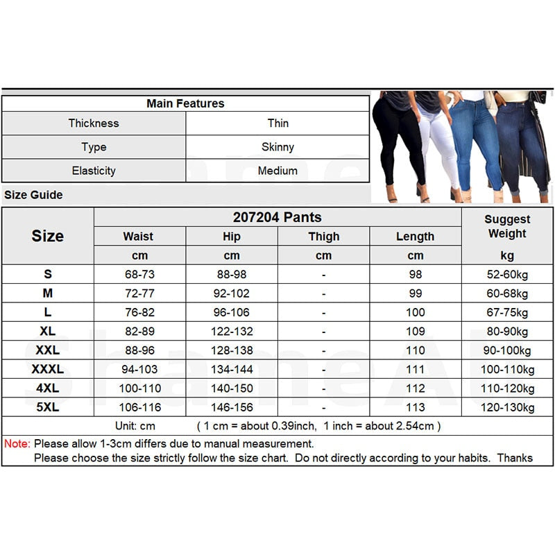 Plus Size High Waist Stretchy Skinny White Basic Casual Jeans 4XL Distressed Bodycon Pencil Denim Pants Lady Indie Trousers Jean