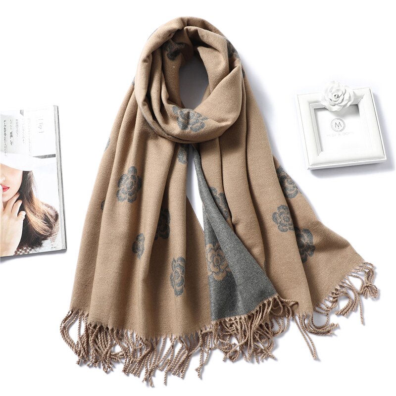 Winter Cashmere Scarf Women Thick Warm Shawls Wraps Lady Solid Scarves Fashion Tassels Pashmina Blanket quality foulard 2021 New