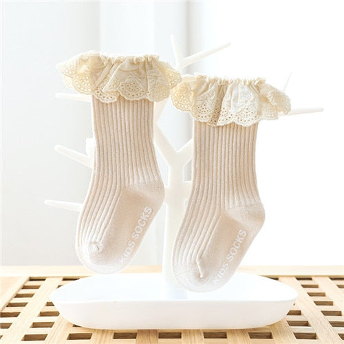 Lawadka Newborn Baby Girl Socks Lace Baby Knee Socks Anti Slip Cotton Socks for Girls Princess Long Autumn Winter Stockings 2020