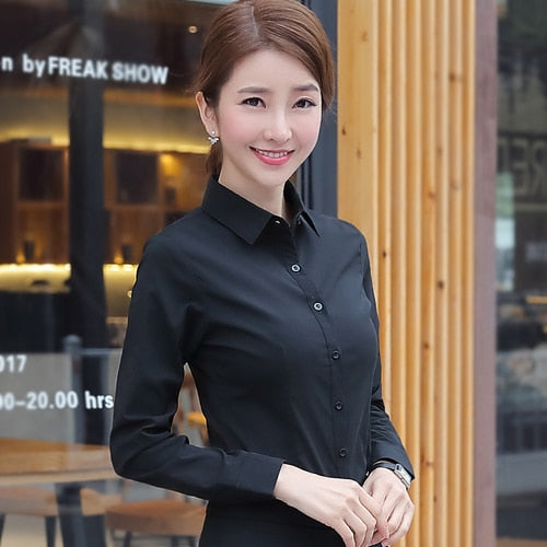 Women Cotton Shirts Women White Shirt  Long Sleeve  Blouse Female Tops OL Basic Shirt Blouses Plus Size Elegant Woman Clothing