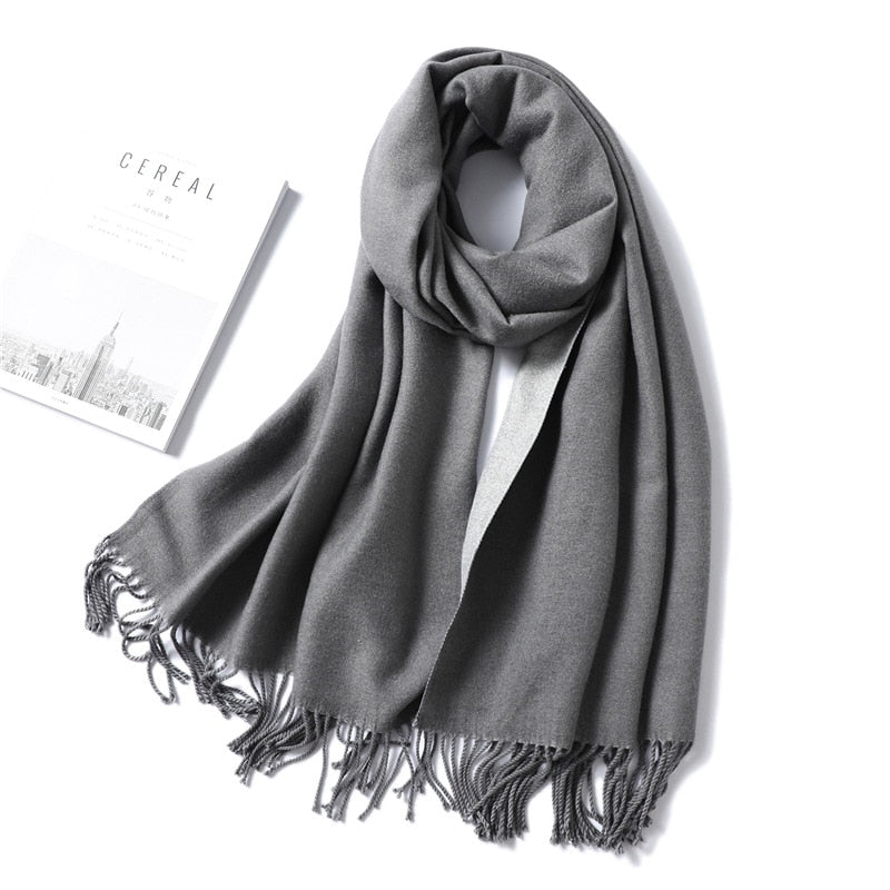 Winter Cashmere Scarf Women Thick Warm Shawls Wraps Lady Solid Scarves Fashion Tassels Pashmina Blanket quality foulard 2021 New